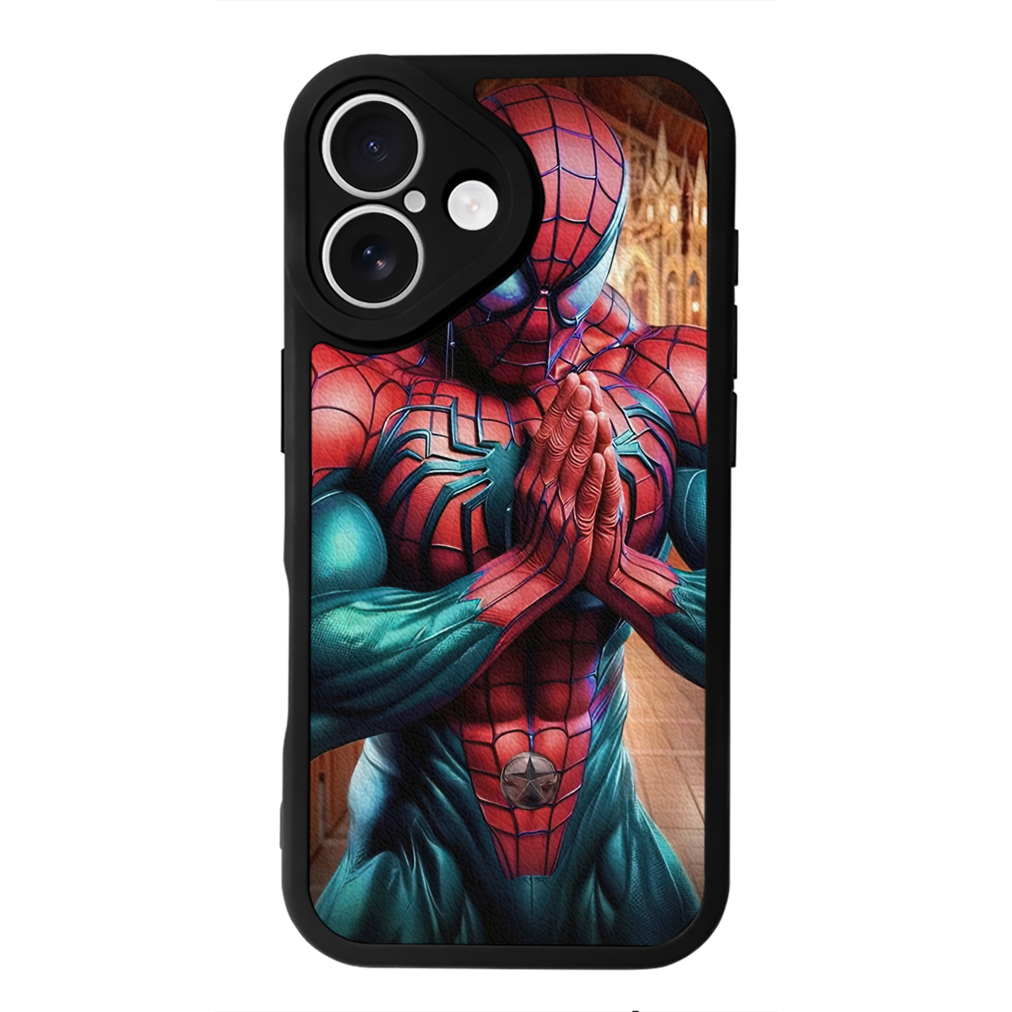 Spider Man スパイダーマン 【iPhone 16シリーズ対応】シリコンスマホケース（レザー調） 材質：シリコン